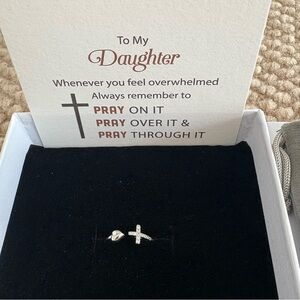 Silver Cross Adjustable Ring for Daughter